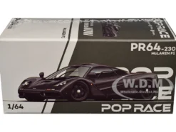 McLaren F1 Jet Black 1/64 Diecast Model Car by Pop Race