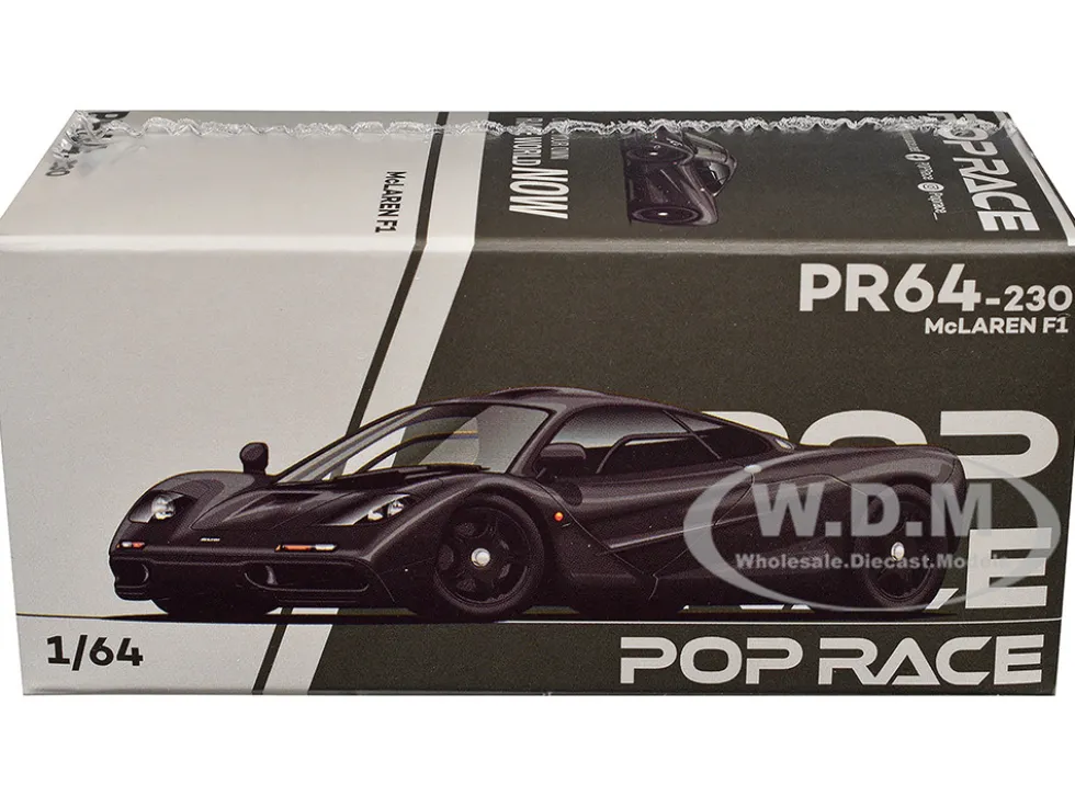 McLaren F1 Jet Black 1/64 Diecast Model Car by Pop Race
