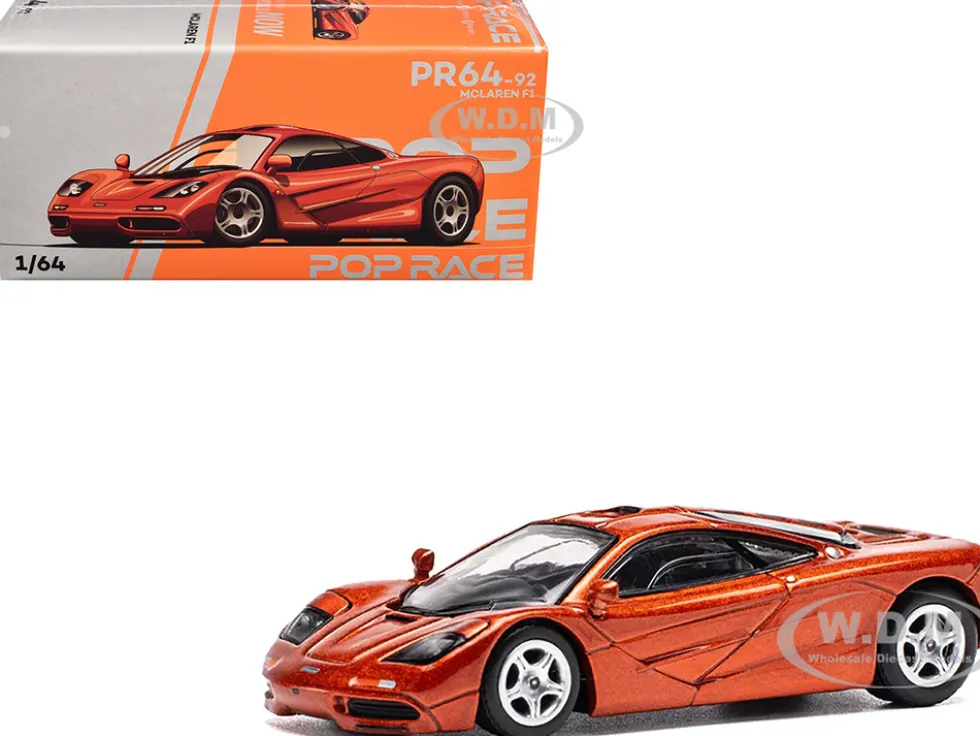McLaren F1 Orange Metallic 1/64 Diecast Model Car by Pop Race