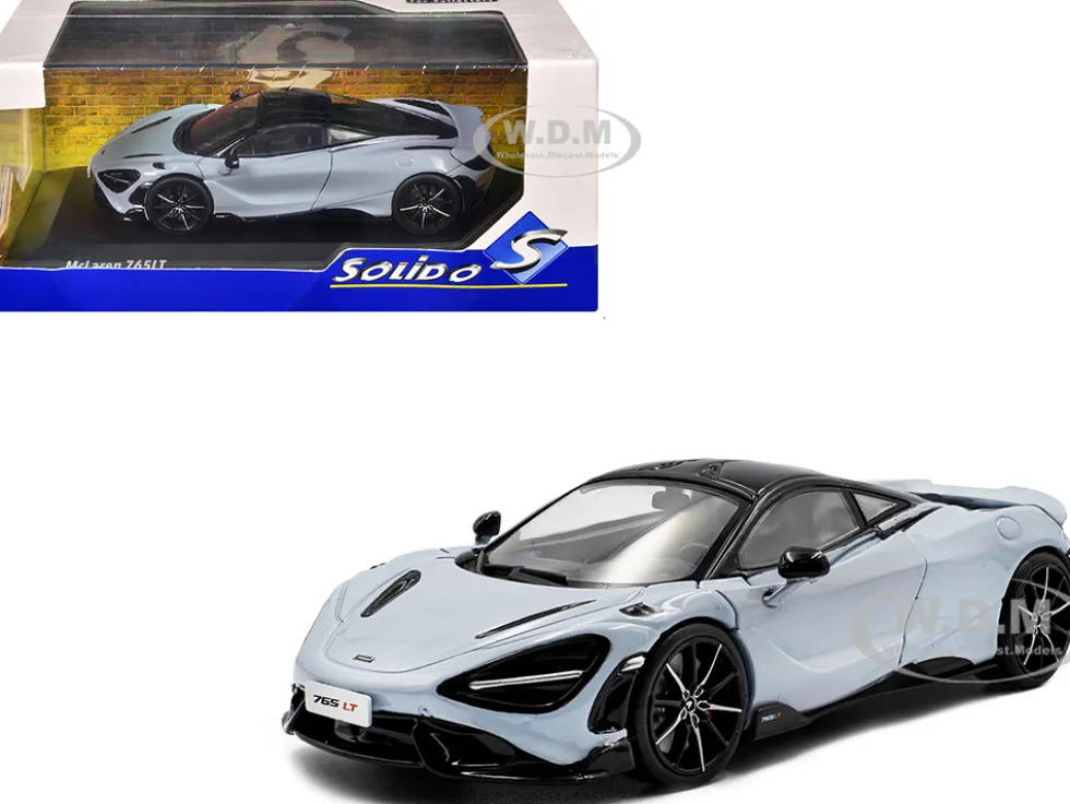 2020 McLaren 765LT Ceramic Gray with Black Top 1/43 Diecast Model Car by Solido