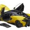 McLaren 600LT Sicilian Yellow and Carbon 1/18 Model Car Autoart 76082