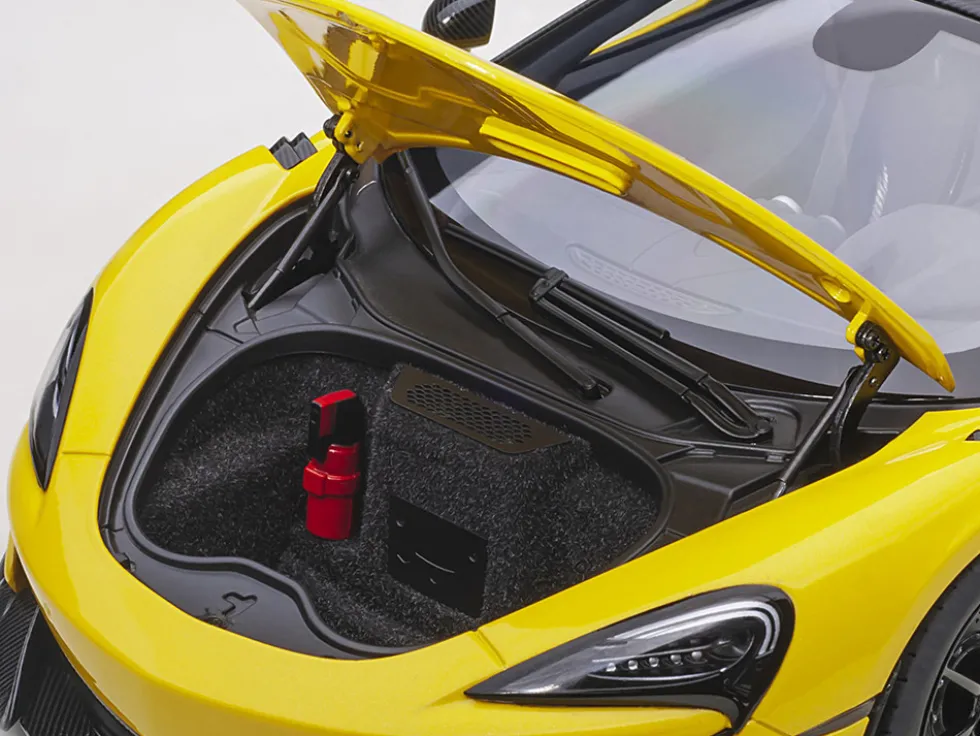 McLaren 600LT Sicilian Yellow and Carbon 1/18 Model Car Autoart 76082