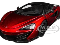 McLaren 600LT Vermillion Red and Carbon 1/18 Model Car Autoart 76085