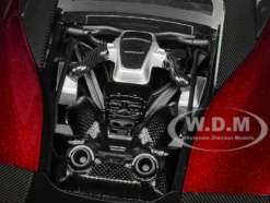 McLaren 600LT Vermillion Red and Carbon 1/18 Model Car Autoart 76085