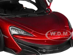 McLaren 600LT Vermillion Red and Carbon 1/18 Model Car Autoart 76085