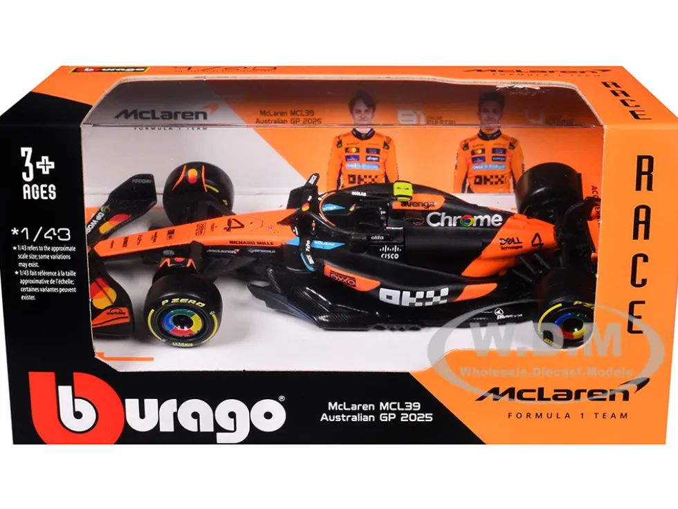 McLaren MCL39 #4 Lando Norris "OKX" Winner Formula One F1 "Australian GP" (2025) "Race" Series 1/43 Diecast Model Car by Bburago