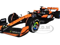 McLaren MCL38 #81 Oscar Piastri "OKX" Formula One F1 "Miami GP" (2024) with Display Case 1/24 Diecast Model Car by Bburago