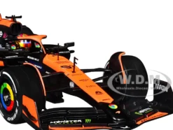 McLaren MCL38 #81 Oscar Piastri "OKX" Formula One F1 "Miami GP" (2024) with Display Case 1/24 Diecast Model Car by Bburago