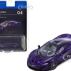 McLaren P1 Lantana Purple Metallic with Black Top Hypercar League Collection 1/64 Diecast Model Car PosterCars H04B