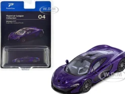 McLaren P1 Lantana Purple Metallic with Black Top Hypercar League Collection 1/64 Diecast Model Car PosterCars H04B