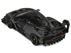 McLaren Senna GTR Dark Gray Metallic with Carbon Hood and Black Top 1/64 Diecast Model Car by CM Model