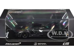 McLaren Senna GTR Dark Gray Metallic with Carbon Hood and Black Top 1/64 Diecast Model Car by CM Model