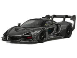 McLaren Senna GTR Dark Gray Metallic with Carbon Hood and Black Top 1/64 Diecast Model Car by CM Model