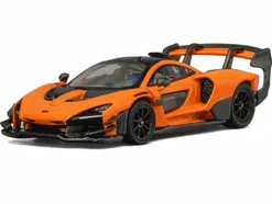 McLaren Senna GTR Orange Metallic with Carbon Hood and Black Top 1/64 Diecast Model Car by CM Model