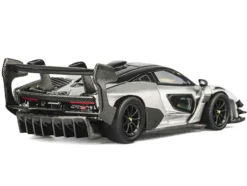 McLaren Senna GTR Silver Gray Metallic with Carbon Hood and Black Top 1/64 Diecast Model Car by CM Model