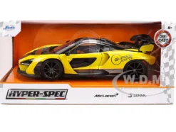 McLaren Senna "8-PAS Racing" Yellow Metallic with Black Top "Hyper-Spec" Series 1/24 Diecast Model Car by Jada