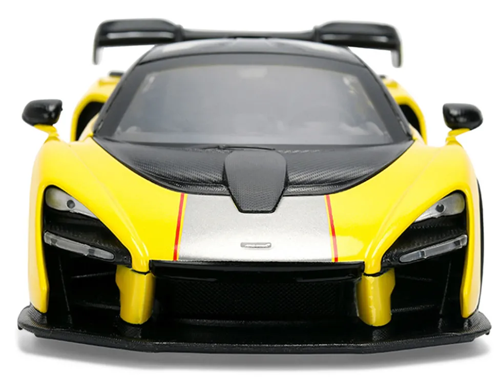 McLaren Senna "8-PAS Racing" Yellow Metallic with Black Top "Hyper-Spec" Series 1/24 Diecast Model Car by Jada