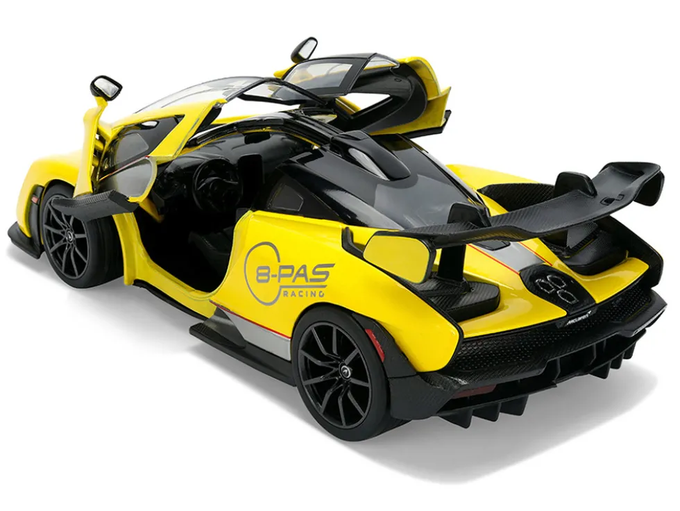McLaren Senna "8-PAS Racing" Yellow Metallic with Black Top "Hyper-Spec" Series 1/24 Diecast Model Car by Jada