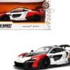 McLaren Senna Red and White with Carbon Hood and Top "HyperSpec" Series 1/24 Diecast Model Car by Jada