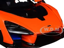 McLaren Senna Trophy Mira Orange and Black Carbon Accents 1/18 Model Car Autoart 76078