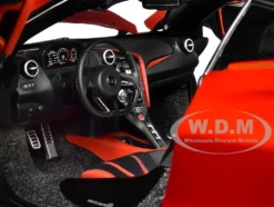 McLaren 720S Memphis Red Metallic Black Top Carbon Accents 1/18 Model Car Autoart 76072