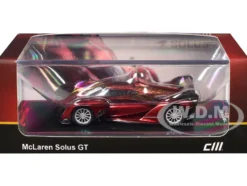McLaren Solus GT Wine Red Metallic with Gold Stripes 1/64 Diecast Model Car by CM Model