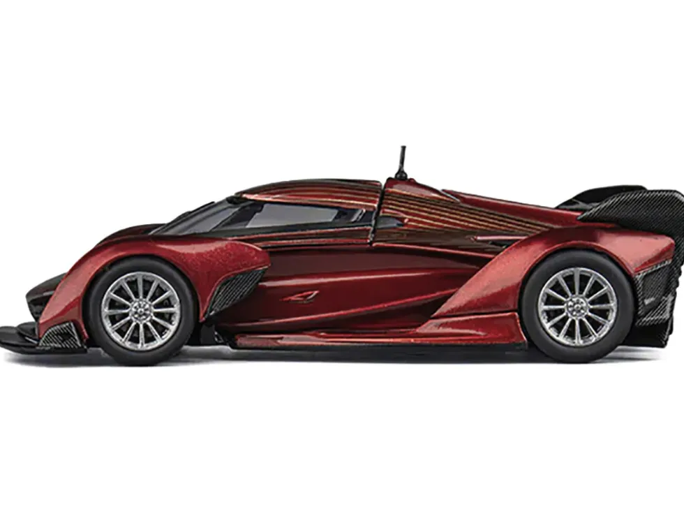 McLaren Solus GT Wine Red Metallic with Gold Stripes 1/64 Diecast Model Car by CM Model