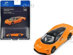 McLaren Speedtail McLaren Orange with Black Top Hypercar League Collection 1/64 Diecast Model Car PosterCars H14B