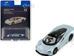 McLaren Speedtail Silver Metallic with Black Top Hypercar League Collection 1/64 Diecast Model Car PosterCars H13B