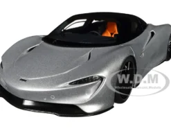 McLaren Speedtail Supernova Silver Metallic with Black Top and Suitcase Accessories 1/18 Model Car Autoart 76090