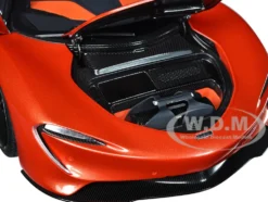 McLaren Speedtail Volcano Orange Metallic with Black Top and Suitcase Accessories 1/18 Model Car Autoart 76088