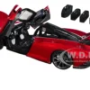 McLaren Speedtail Volcano Red Metallic with Black Top and Suitcase Accessories 1/18 Model Car Autoart 76087