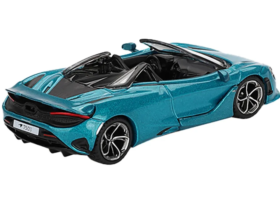 McLaren 750S Spider Belize Blue Metallic Limited Edition 1/64 Diecast Model Car by Mini GT