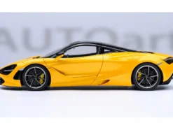 McLaren 720S Volcano Yellow with Black Top and Carbon Accents 1/18 Model Car by Autoart