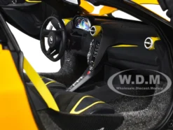McLaren 720S Volcano Yellow with Black Top and Carbon Accents 1/18 Model Car by Autoart