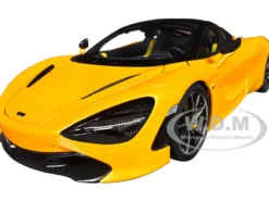 McLaren 720S Volcano Yellow with Black Top and Carbon Accents 1/18 Model Car by Autoart