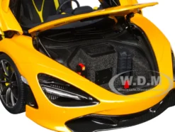 McLaren 720S Volcano Yellow with Black Top and Carbon Accents 1/18 Model Car by Autoart