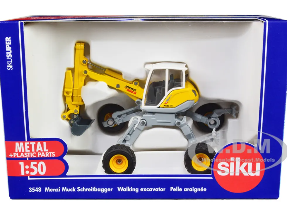 Menzi Muck M545 Walking Excavator Yellow with White Top 1/50 Diecast Model Siku 3548