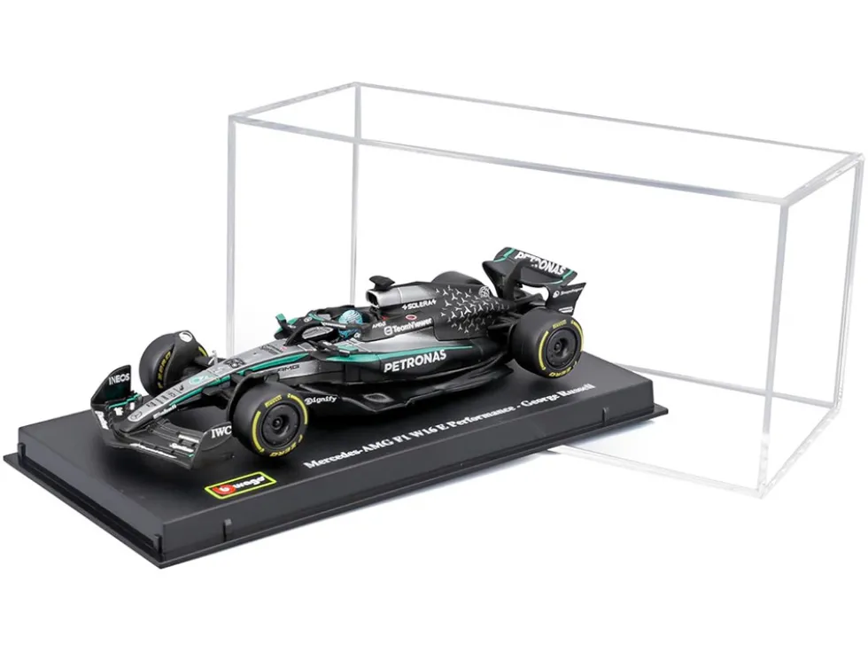 Mercedes-AMG F1 W16 E Performance #63 George Russell Formula One F1 "World Championship" (2025) with Display Case 1/43 Diecast Model Car by Bburago