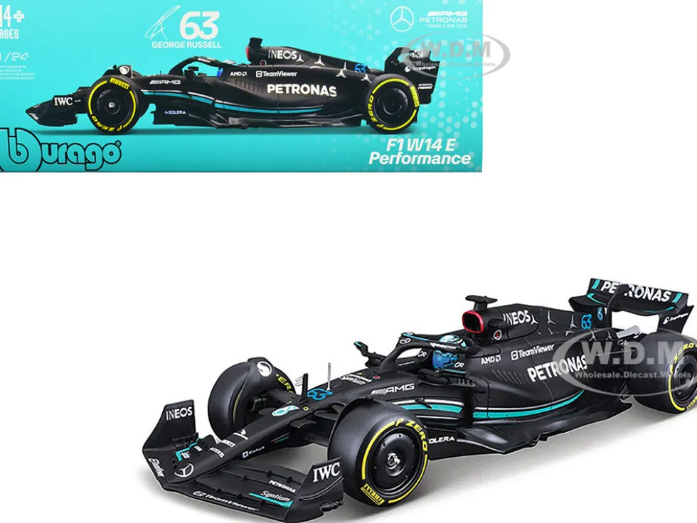Mercedes AMG F1 W14 E Performance #63 George Russell Petronas Formula One F1 World Championship 2023 1/24 Diecast Model Car Bburago 28028GR