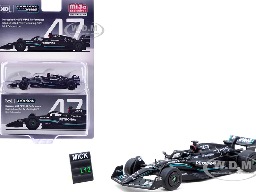 Mercedes-AMG F1 W14 E Performance #47 Mick Schumacher Formula One F1 "Spanish GP Tyre Testing" (2023) with Pit Board "Global64" Series 1/64 Diecast Model Car by Tarmac Works