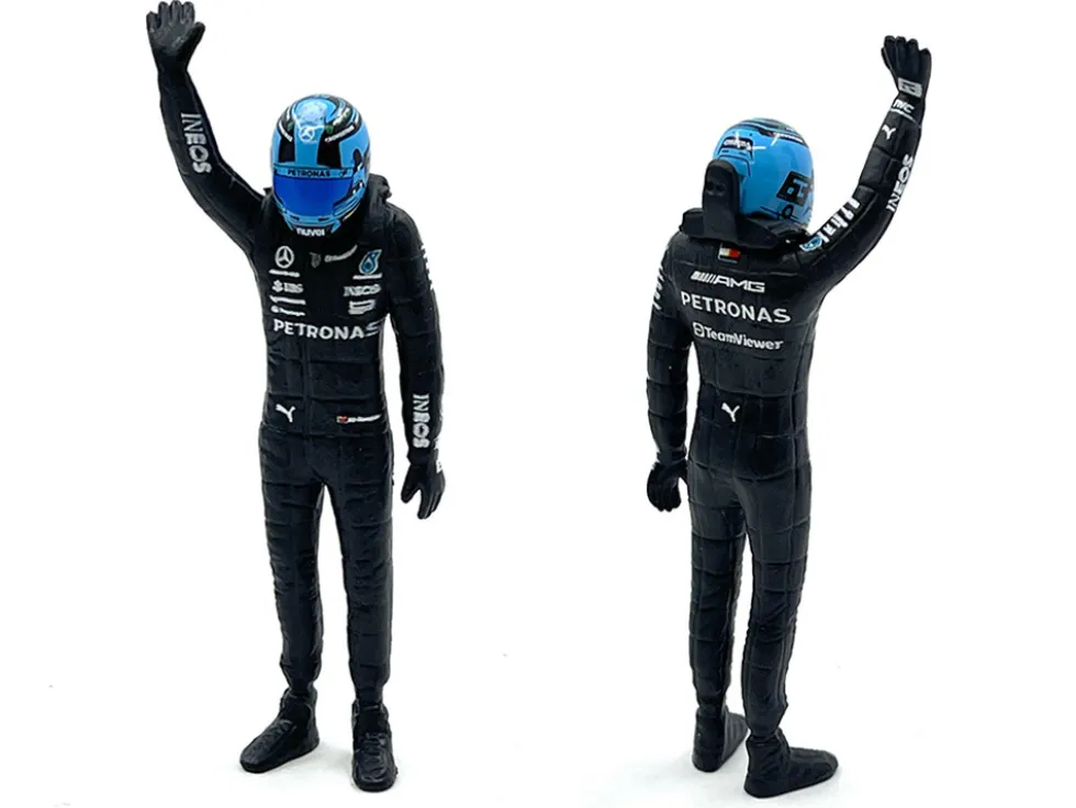 Mercedes-AMG W14 E Performance #63 George Russell "Petronas" Formula One F1 World Championship (2023) with Driver Figure 1/24 Diecast Model Car by Bburago