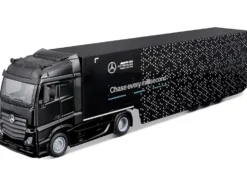 Mercedes-Benz Actros Gigaspace Car Transporter Black and Mercedes-AMG F1 W15 E Performance #63 George Russell "Petronas" Formula One F1 World Championship (2024) "Racing Hauler" Series 1/43 Diecast Model Car by Bburago