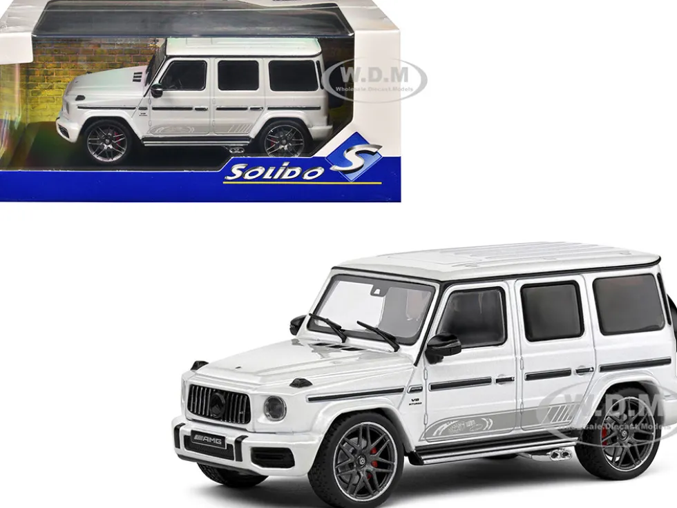 2022 Mercedes-Benz AMG G63 Diamond White Metallic with Graphics 1/43 Diecast Model Car by Solido