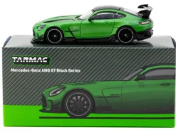 Mercedes-Benz AMG GT Black Series Green Metallic with Black Top and Hood Stripes "Global64" Series 1/64 Diecast Model by Tarmac Works