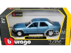 Mercedes-Benz 190 E 2.6 Blue Metallic 1/24 Diecast Model Car by Bburago