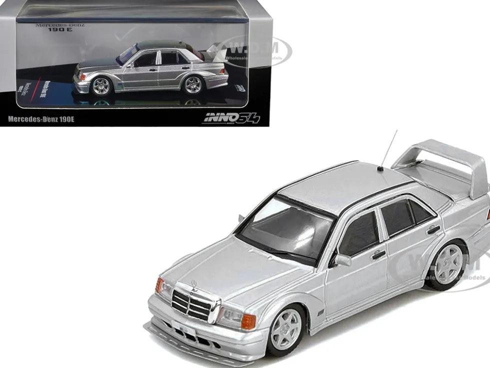 Mercedes-Benz 190E 2.5-16 Evolution II Silver Metallic 1/64 Diecast Model Car by Inno Models