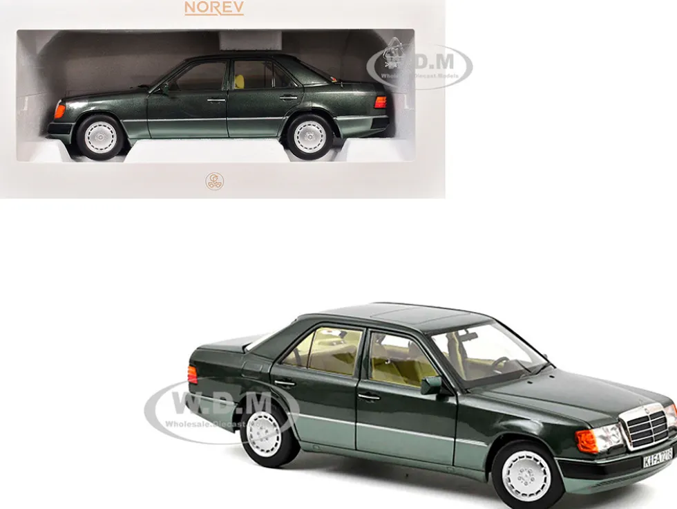 1990 Mercedes-Benz 230 E Night Green Metallic with Green Interior 1/18 Diecast Model Car by Norev