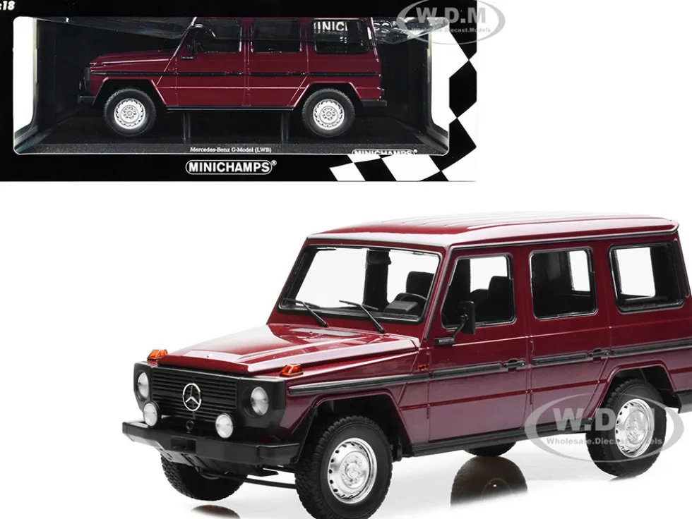 1980 Mercedes-Benz G-Model LWB Dark Red Black Stripes Limited Edition 402 pieces Worldwide 1/18 Diecast Model Car Minichamps 155038102