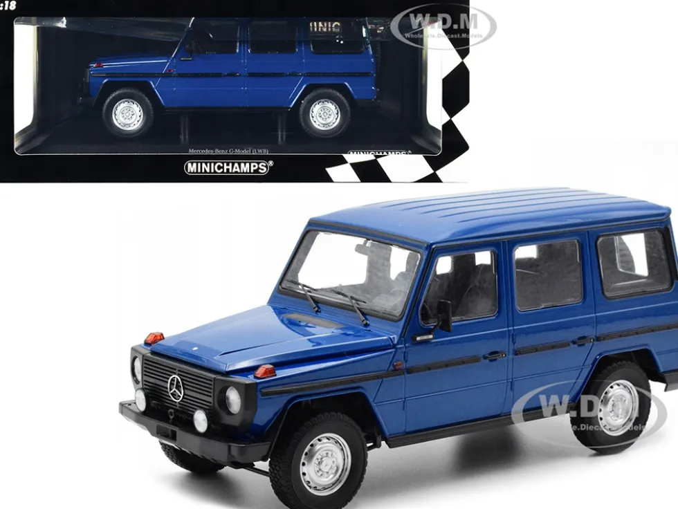 1980 Mercedes-Benz G-Model LWB Dark Blue Black Stripes Limited Edition 402 pieces Worldwide 1/18 Diecast Model Car Minichamps 155038100